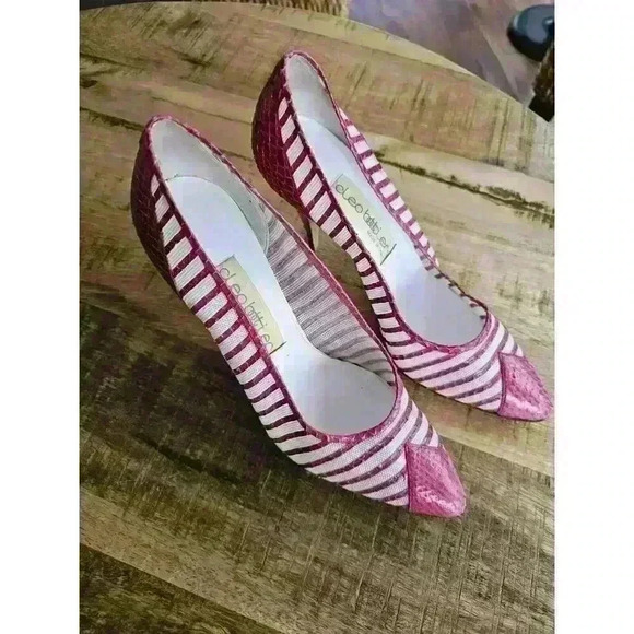Vintage Cleo Bottier Made In Italy Crocidile Pumps Pink Size 38 1/2 - Picture 16 of 16